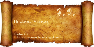 Hrubos Vince névjegykártya